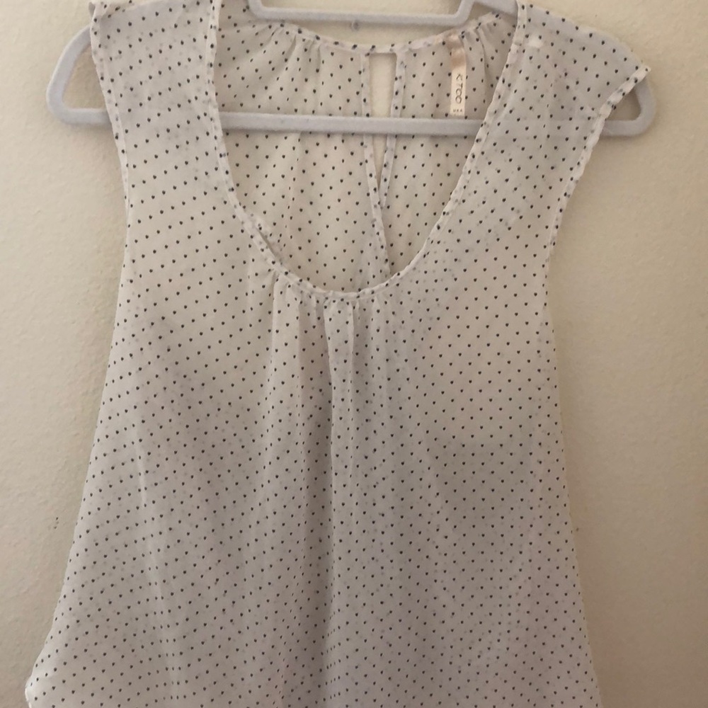 White Tank Top/ Black Hearts